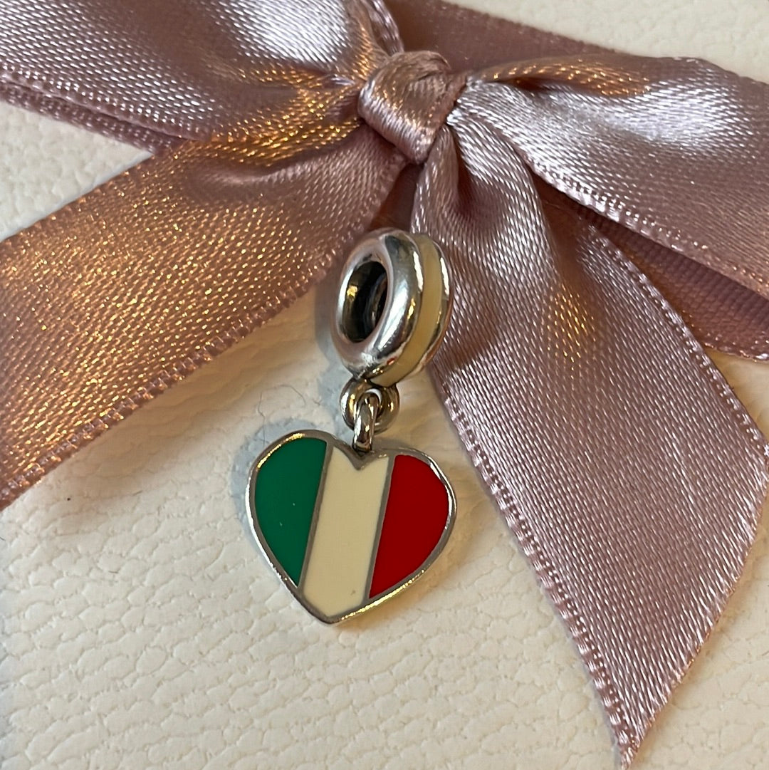 Genuine Pandora Enamel Flag Heart Italy Travel Charm