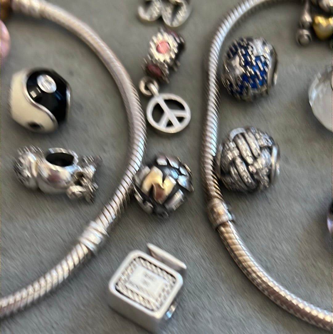 Genuine Pandora Two Tone Letter N Initial Rare Retired