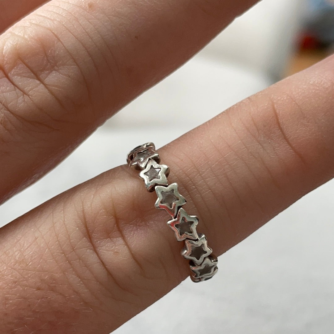 Genuine Pave Star Ring Band Stacker Size..