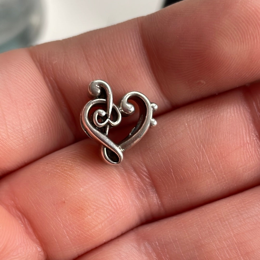 Genuine Pandora Musical Pave Note Music Heart Openwork Lover Treble Clef Charm