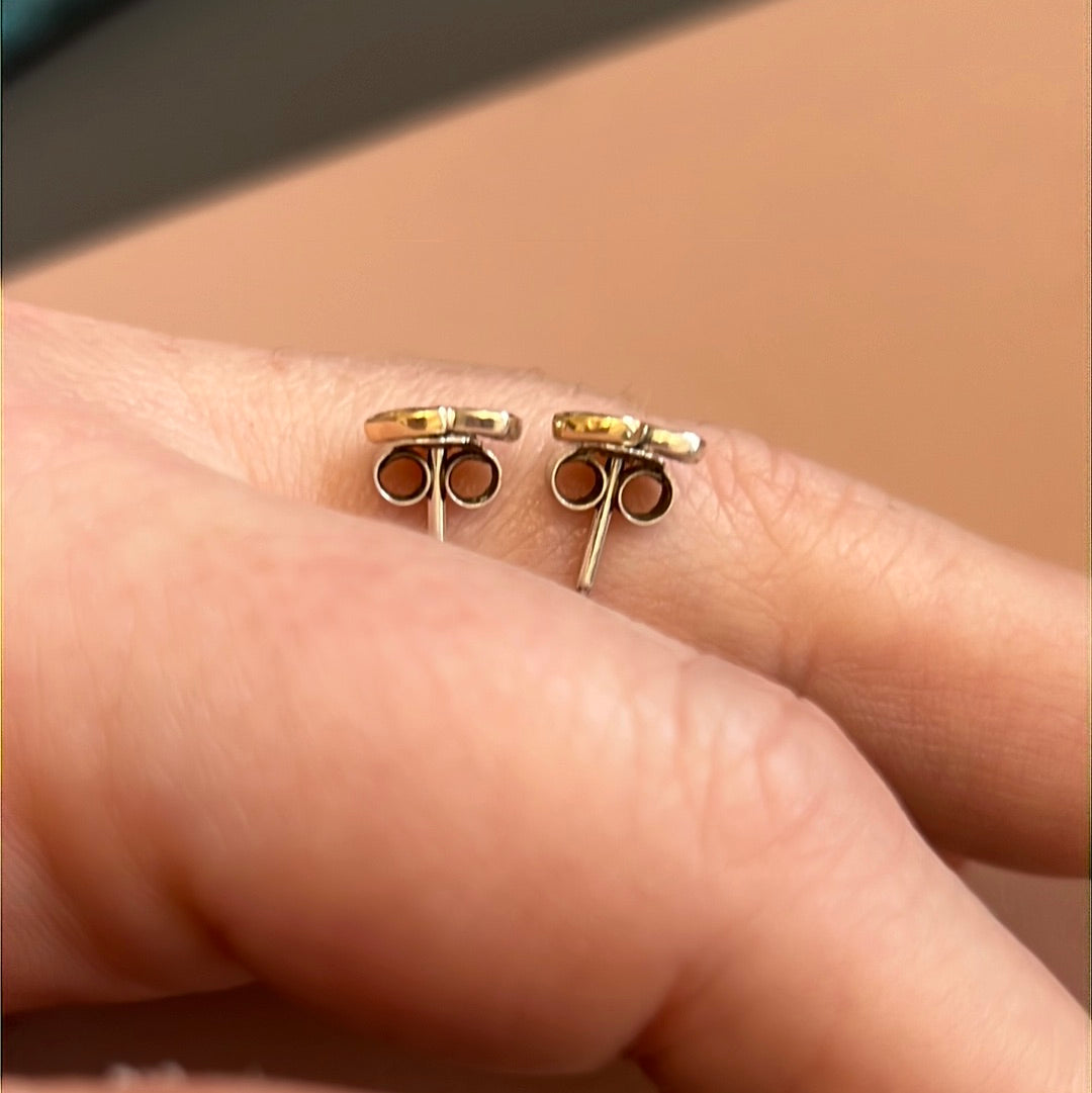 Genuine Pandora Two Tone Open Gold Heart Earrings Rare HTF