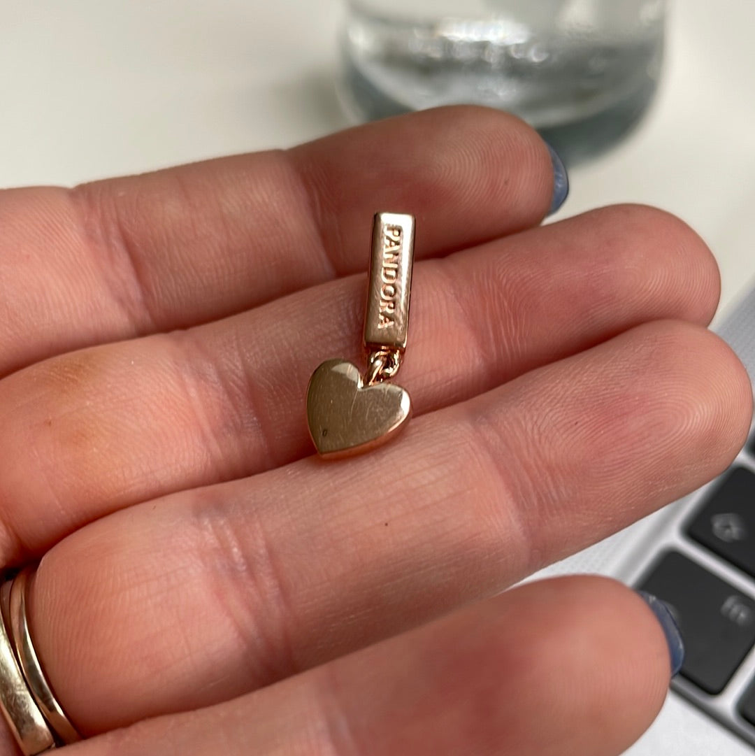Genuine Pandora Reflexions Rose Gold Dangle Heart Clip Charm