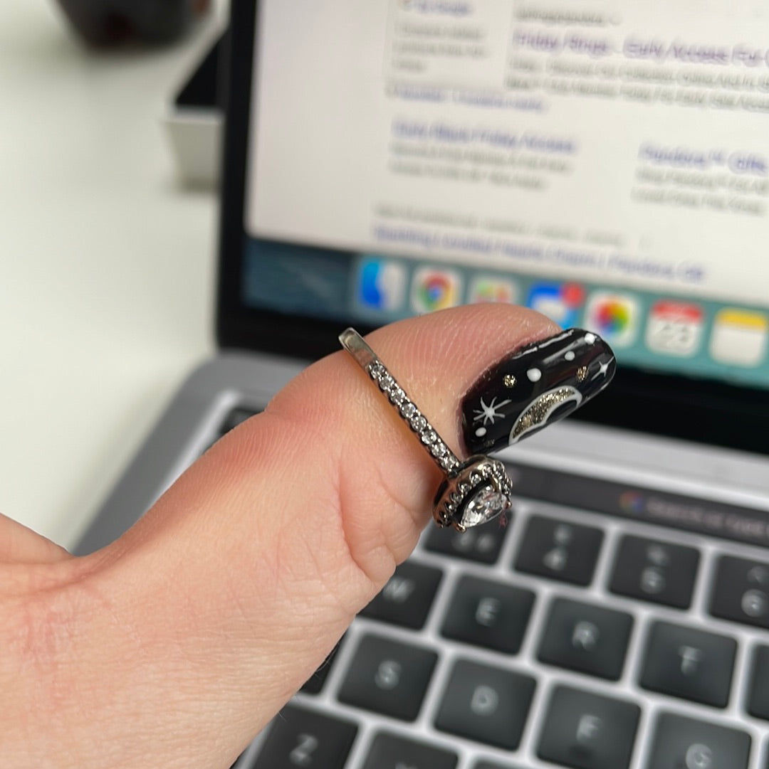 Genuine Pandora Levelled Heart Pave CZ Ring Size 60