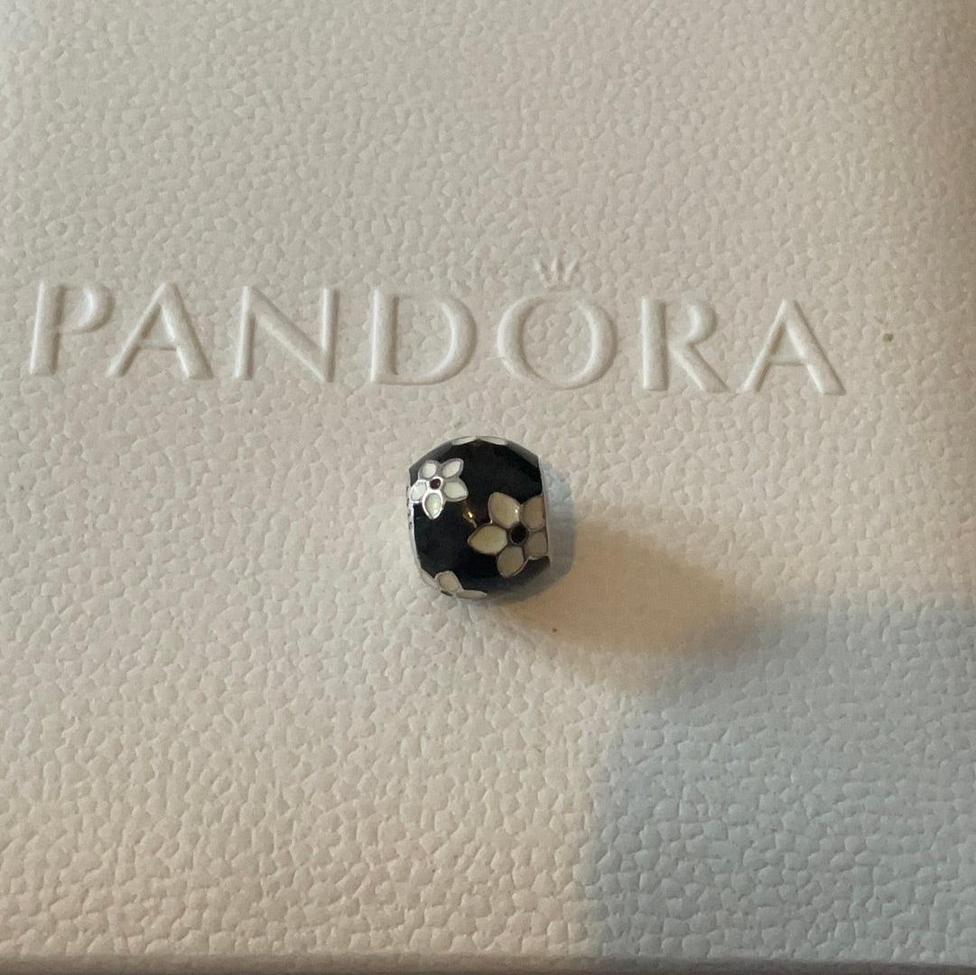 Genuine Pandora Black Enamel Daisy Flower charm