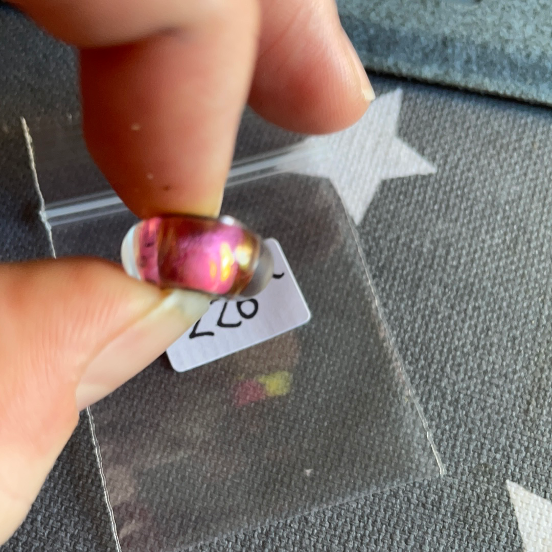 Genuine Chamilia Pink With Yellow Shine Sparkle Foil Murano Glass Charm With Bubbles
