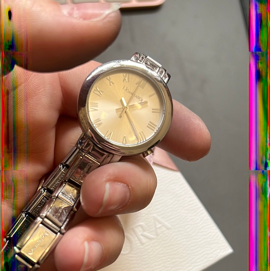 Genuine Nominations Silver Link Watch Adjustable