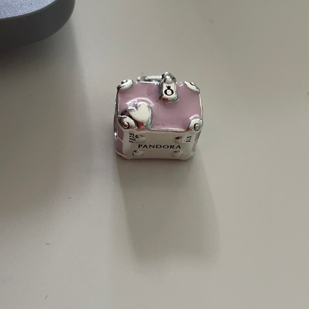 Genuine Pandora Pink Enamel Suitcase Travel Charm 'Love Travels'