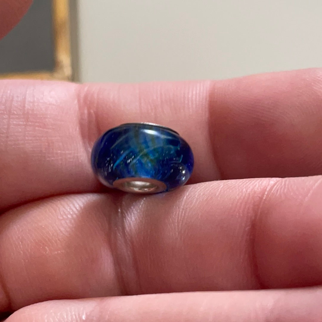 Genuine Chamilia Murano Blue Line Iridescent Charm