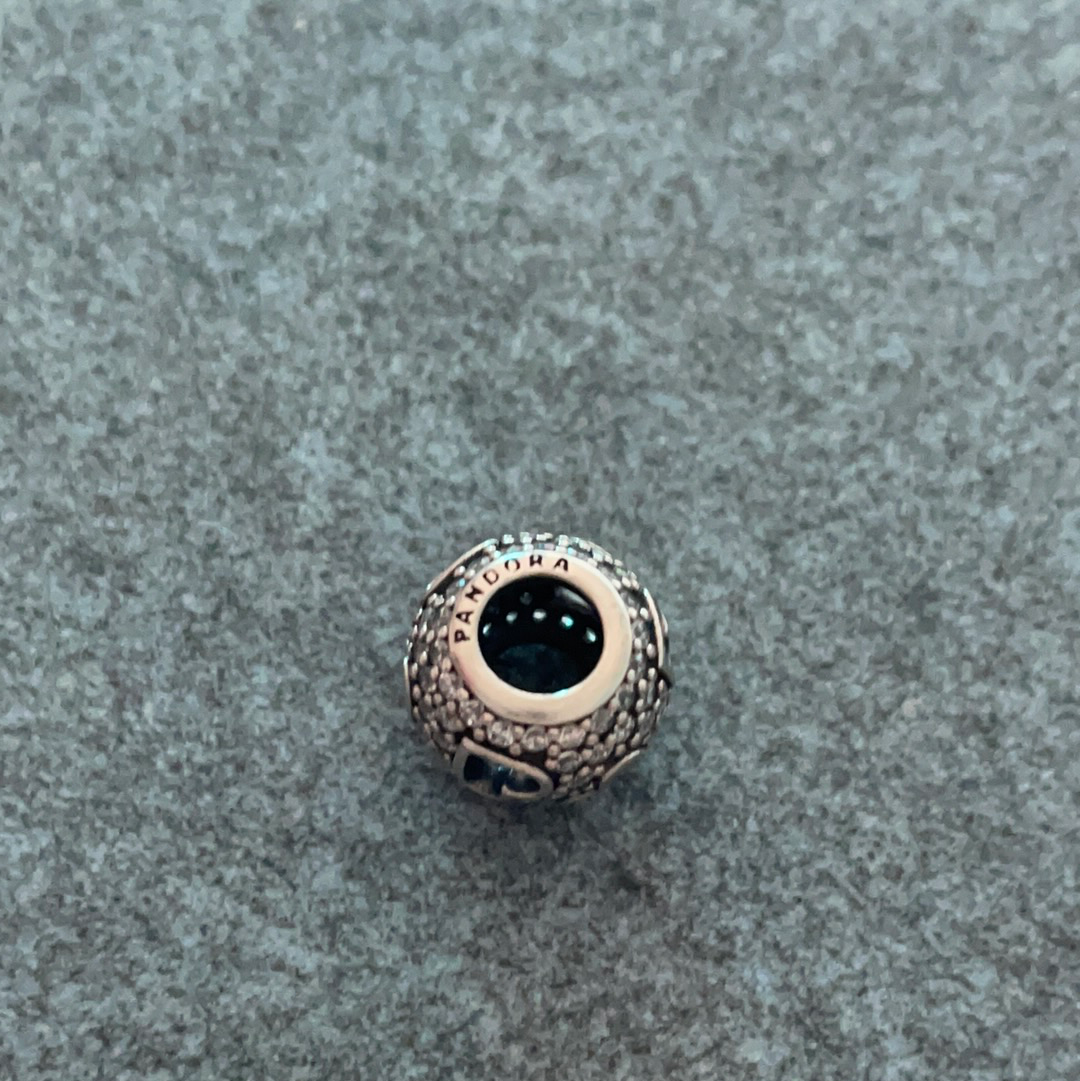 Genuine Pandora Silver Open Work Heart Pave Ball