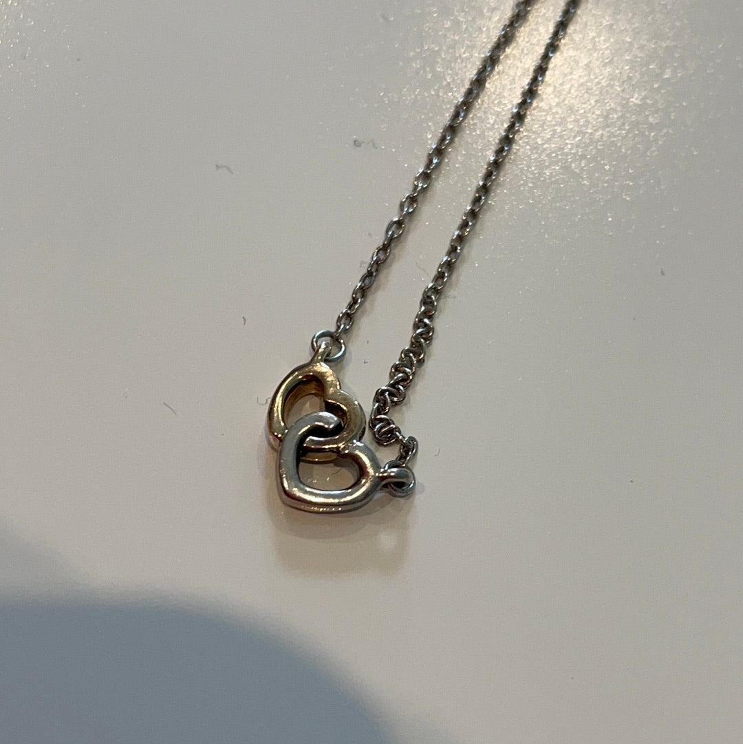Genuine Pandora Two Tone Heart Dainty Gold Necklace 44cm