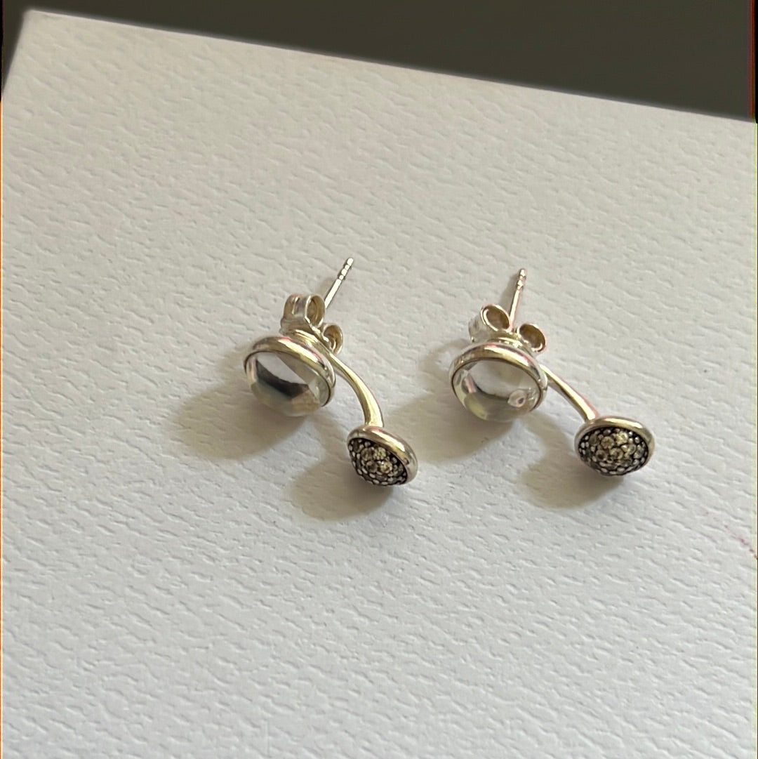 Genuine Pandora Dazzling Poetic Droplet Clear and Dangle Pave Circle Earrings