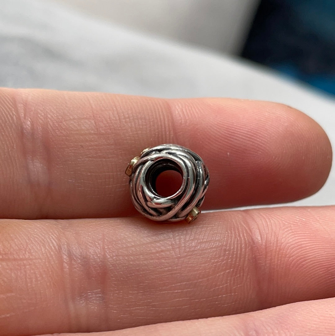 Genuine Pandora Two Tone VERY RARE Woven Together Diamond Charm