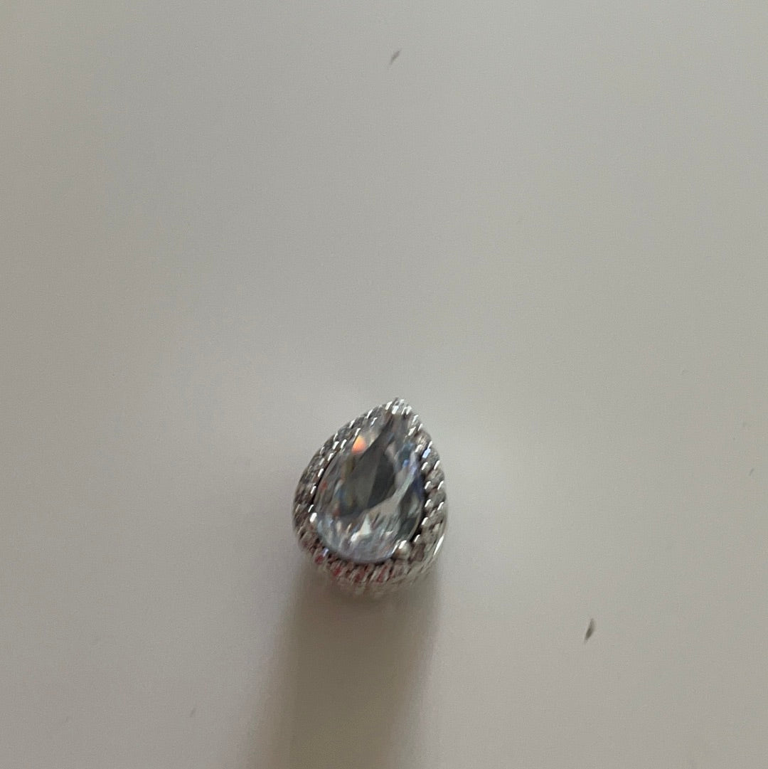 Genuine Pandora Silver Pave Teardrop Stone Beautiful!