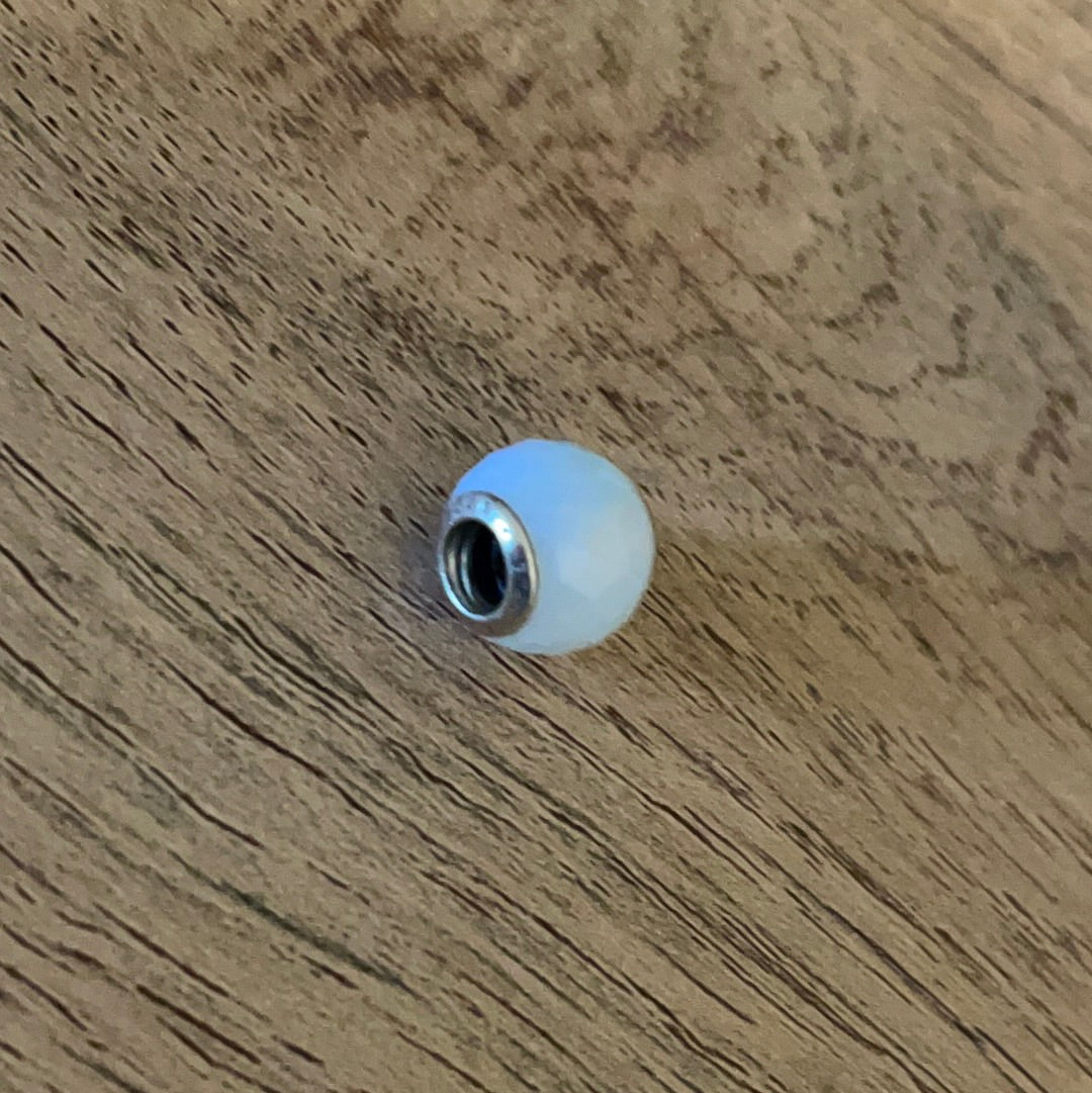 Genuine Pandora Small Faceted Murano In White Opal