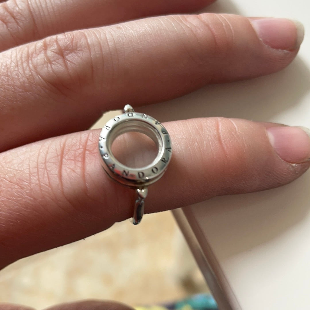 Genuine Pandora Logo Circle Memory Locket Ring Size 52