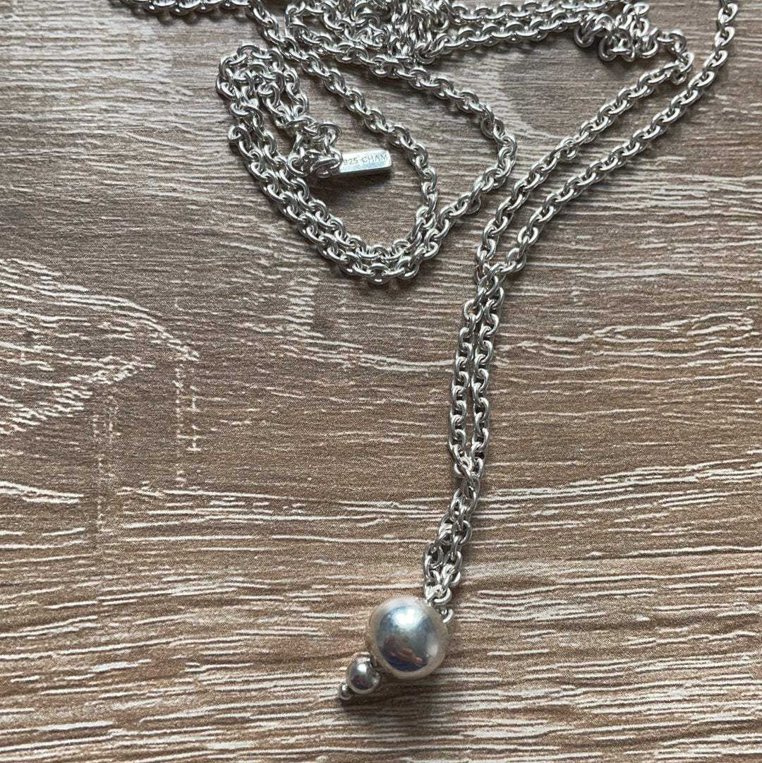 Genuine Chamilia Charm Carrier Necklace Adjustable WIth Ball 70cm