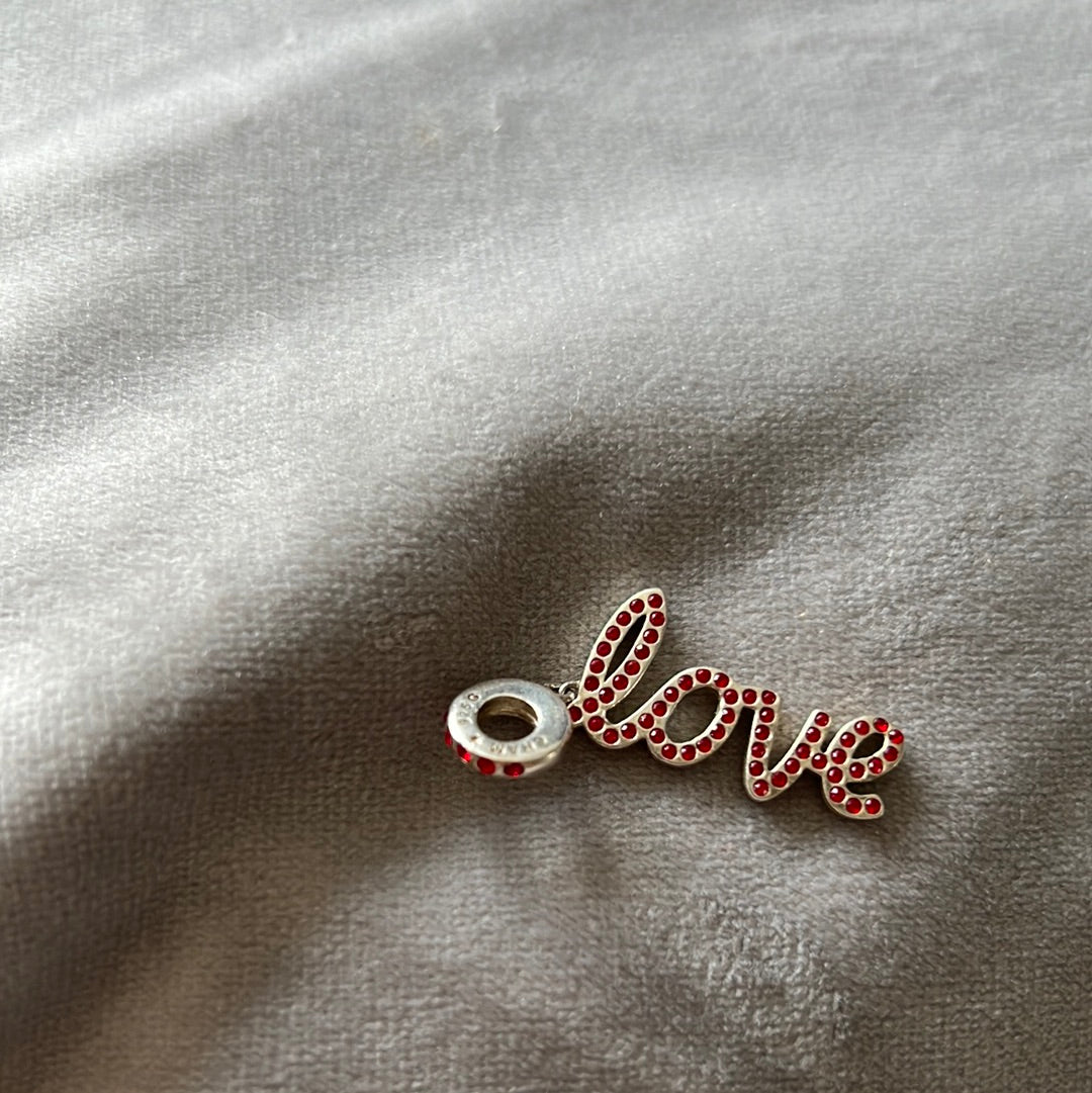 Genuine Chamilia Love Word Dangle Red Pave Large