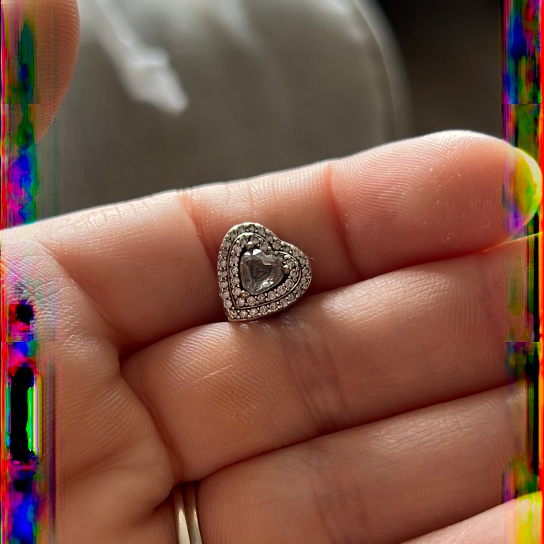 Genuine Pandora Pave Levelled Heart Charm