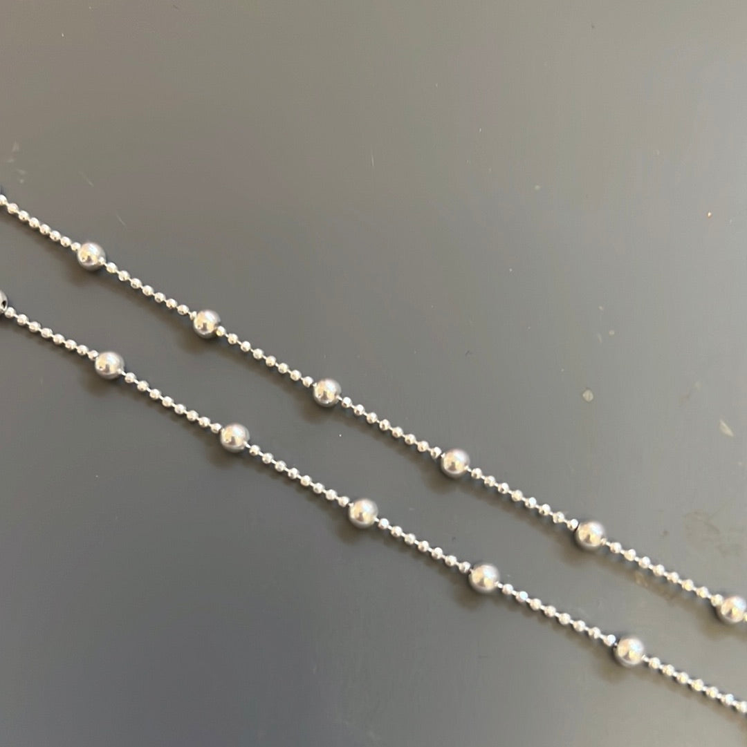 Sterling Silver Slider Beaded Dainty Bracelet 19cm
