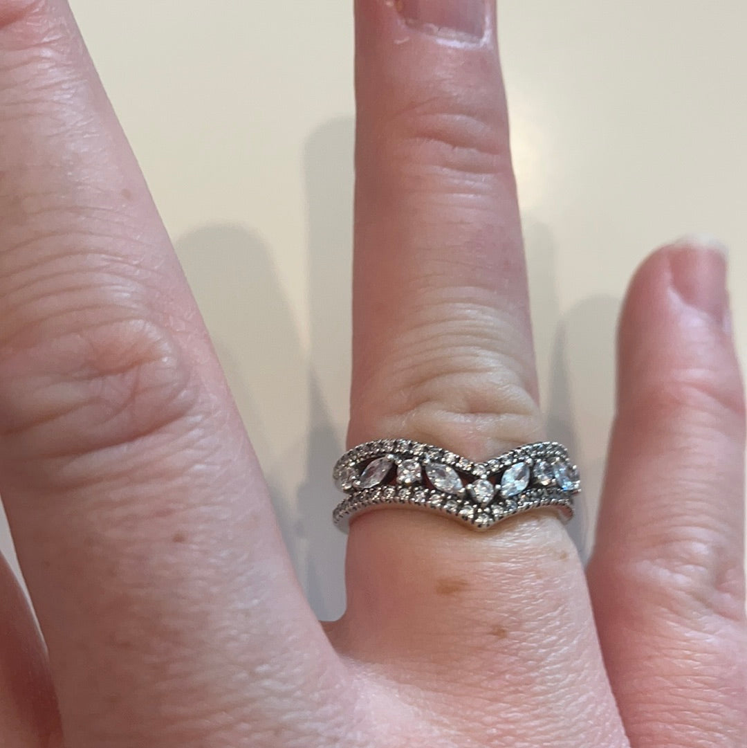 Genuine Pandora Double Wishbone Marquise Wishbone Ring Size 52
