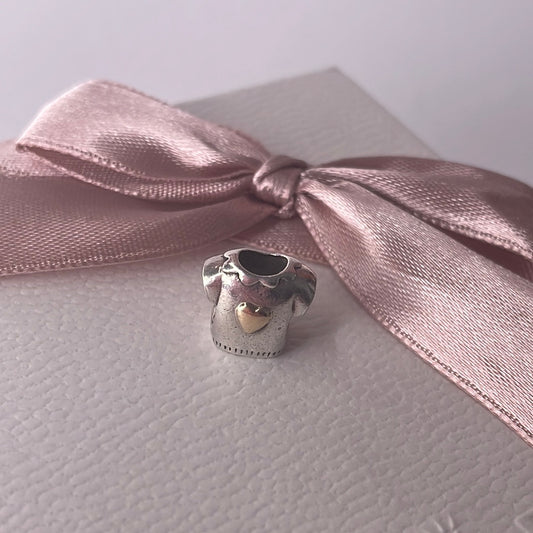 Genuine Pandora Two Tone Heart t-shirt Children Kids Charm