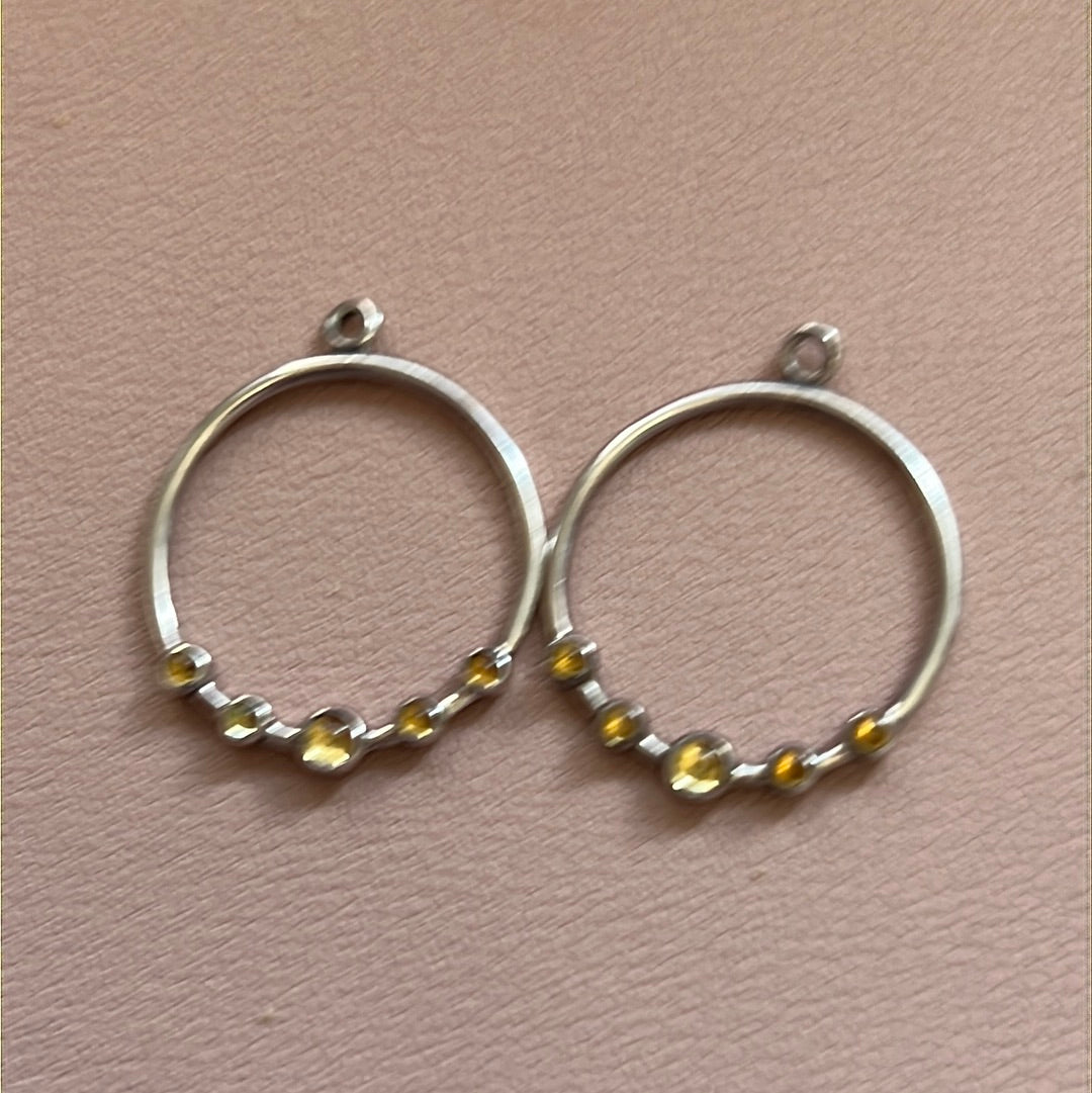 Genuine Pandora Yellow Citrine RARE HTF Compose Charms for Earrings