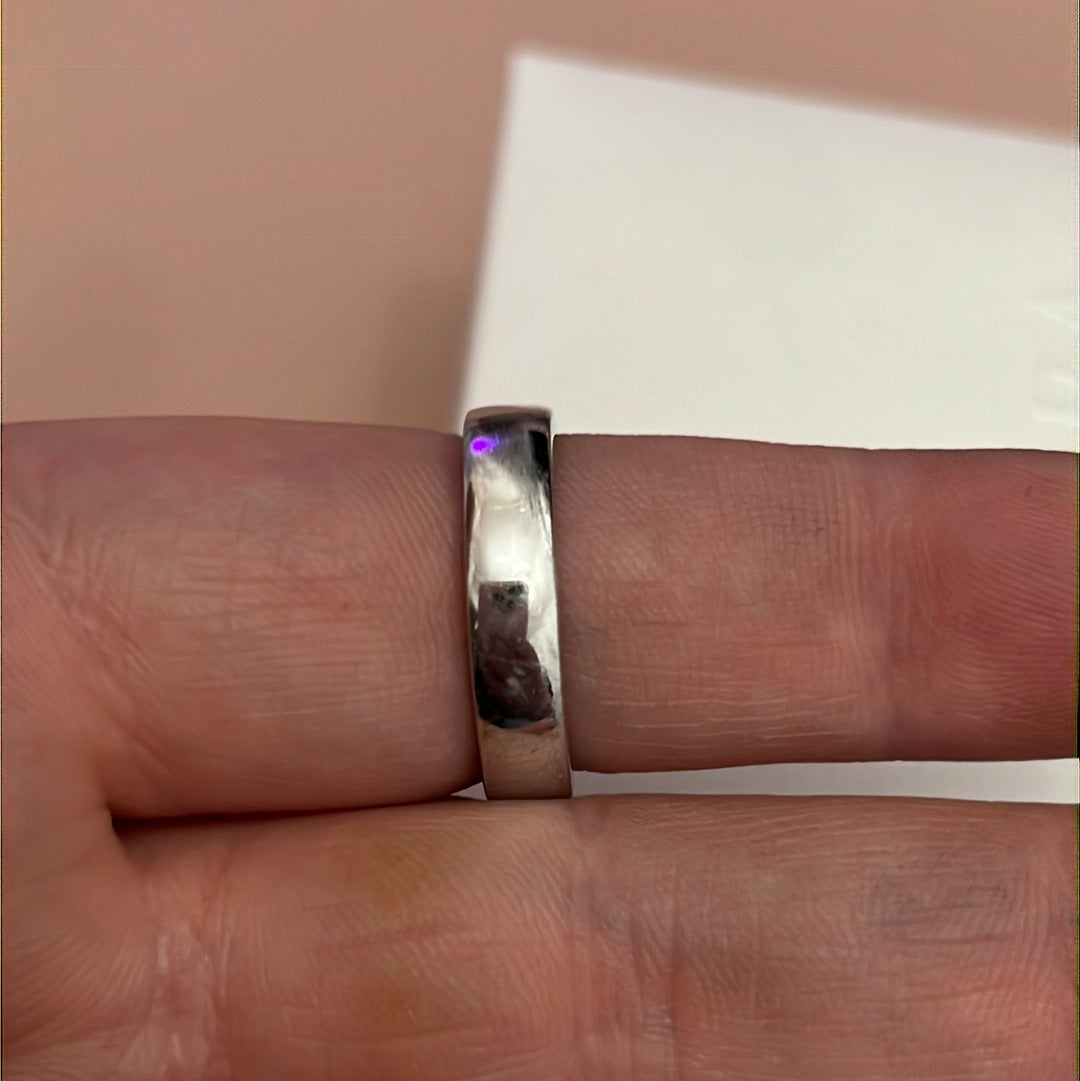 Sterling Silver Plain Thick Band Ring Size 54 Small Stone