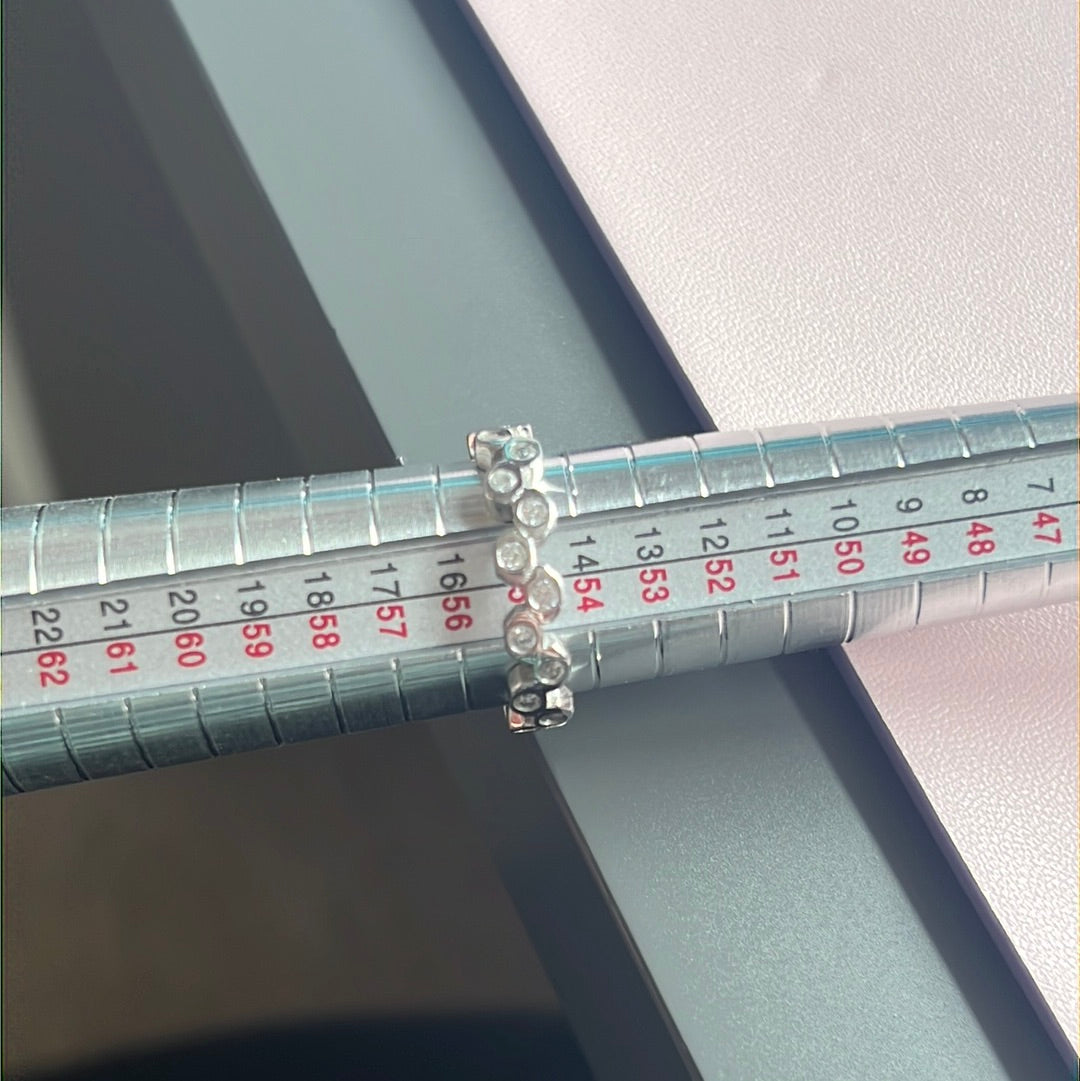 Sterling Silver Bubble Circle CZ Ring Size 55
