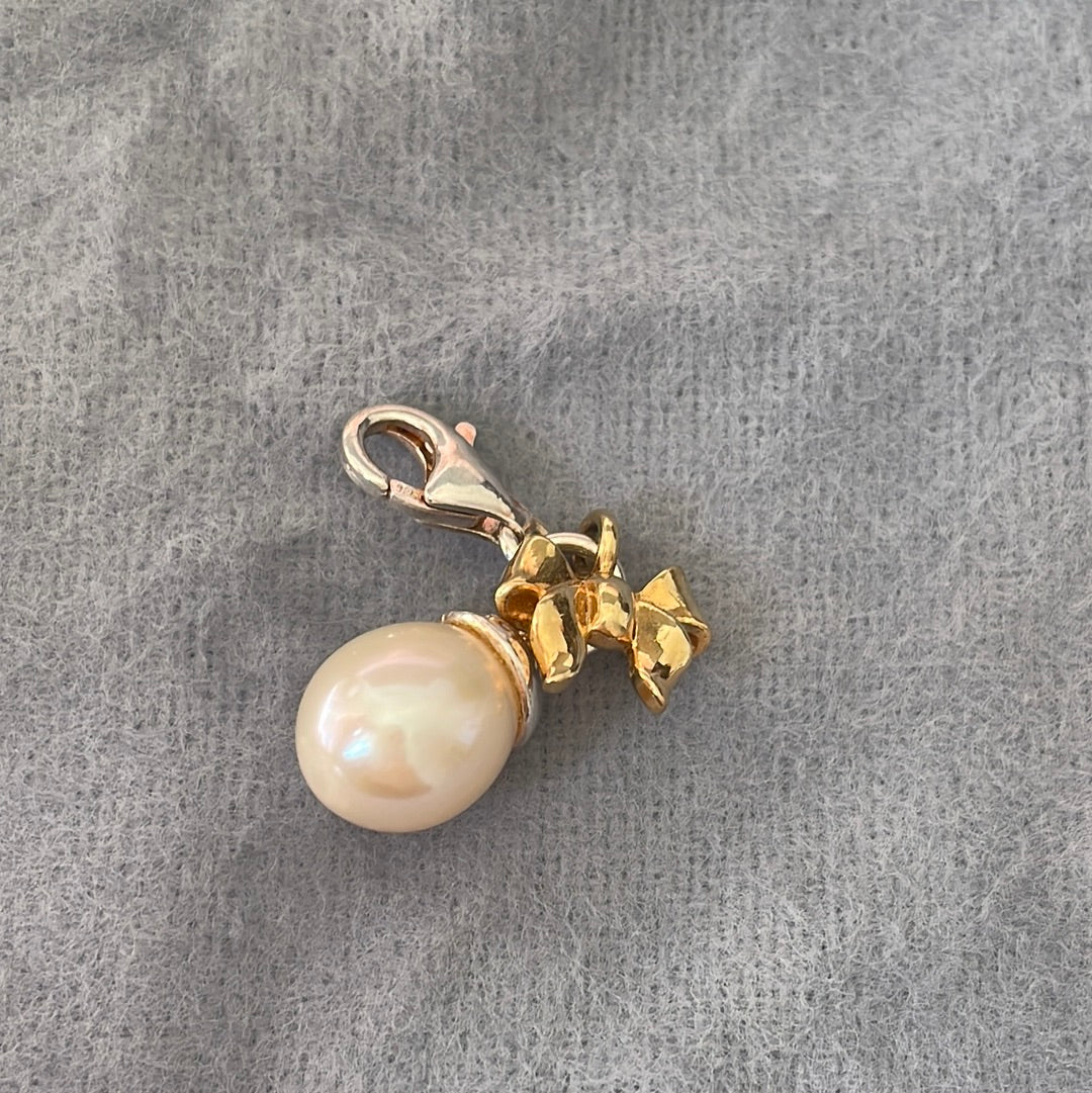 Thomas Sabo Sterling Two Tone Bow and Pearl Clip Charm