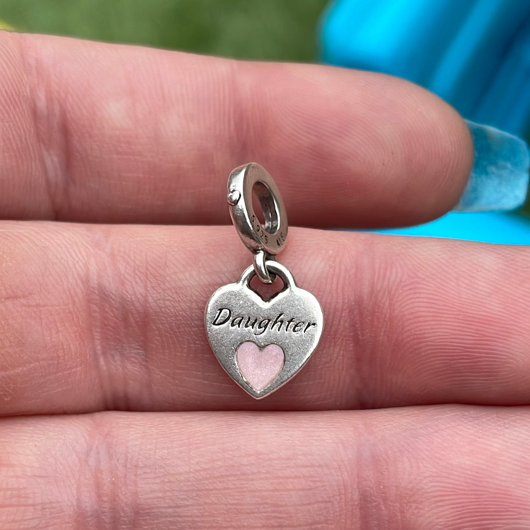 Genuine Pandora Daughter Enamel Charm ONE Half of a Heart