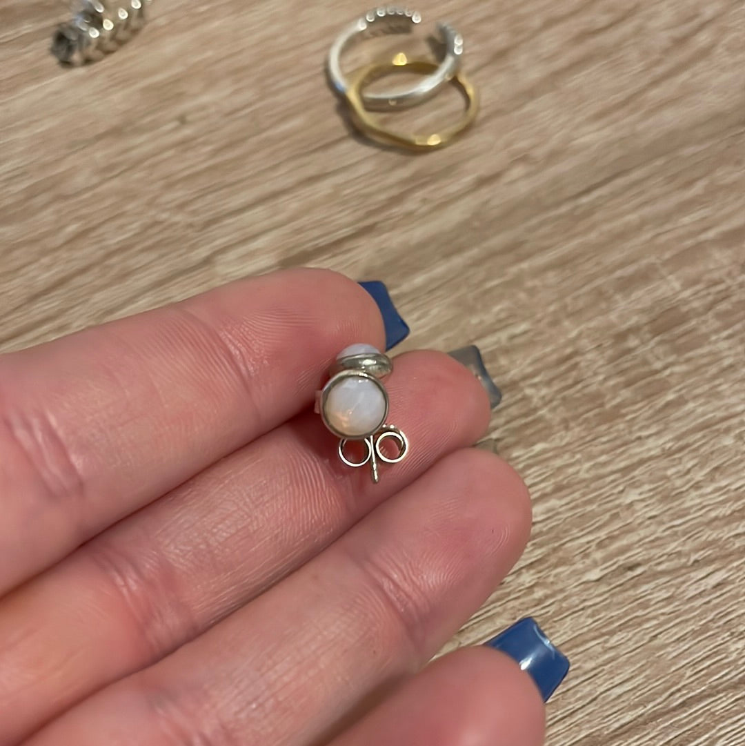Genuine Pandora Pink Opal October Birthstone Earrings