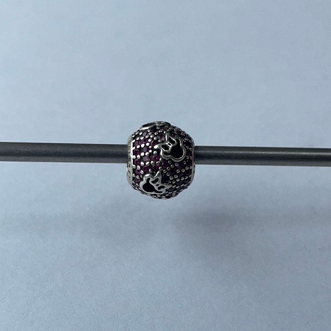 Pandora Disney Minnie Mouse Heads Pink CZ Pave Charm
