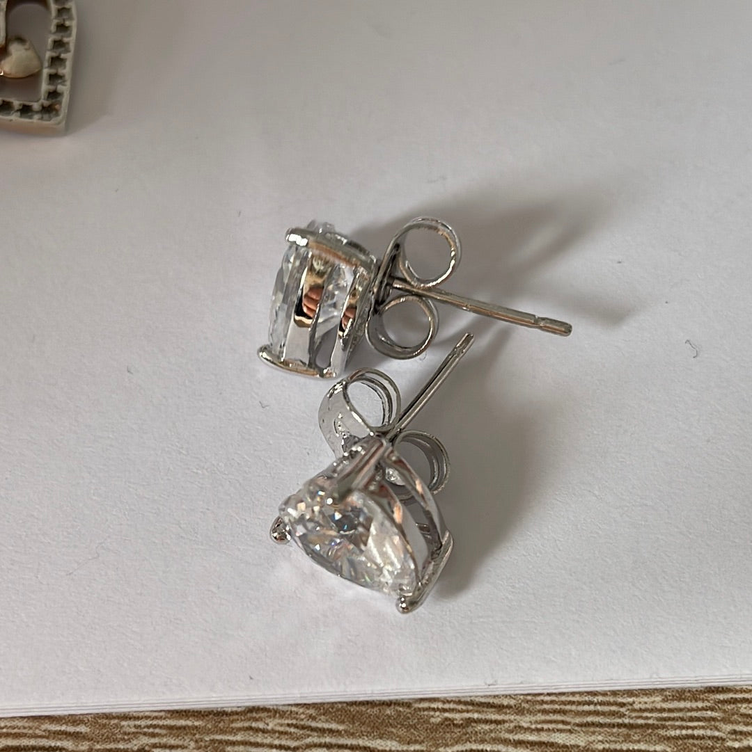 Brand New Sterling Silver CZ Heart Earrings