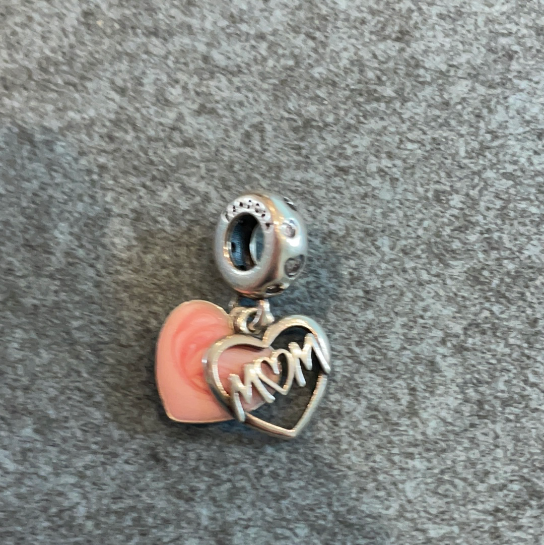 Genuine Pandora Mother Mum Mummy Mama Charm With Pink Enamel Dangle