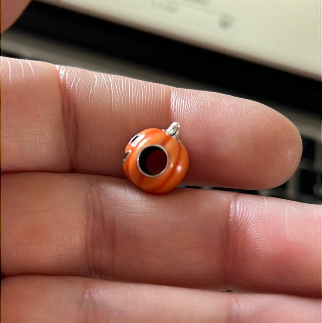 Genuine Pandora Pumpkin Halloween Charm Jack o Lantern Enamel New Style