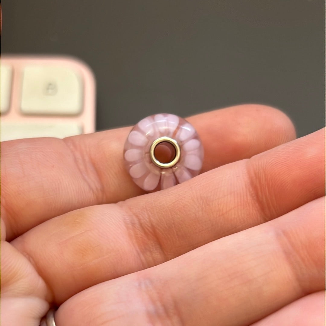 Genuine Trollbeads Pink Double Layer Petal Murano Charm