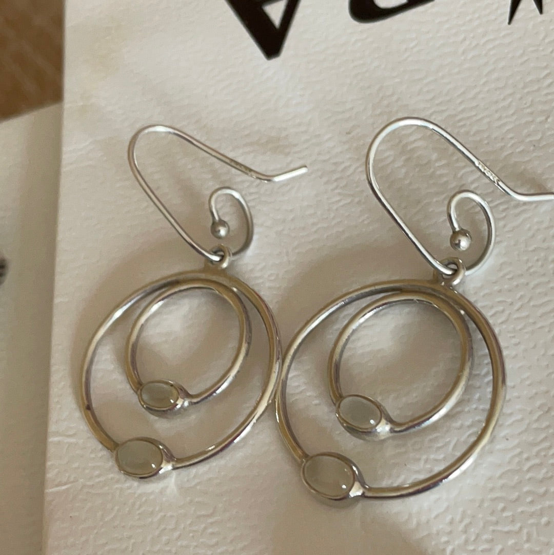 Genuine Pandora Compose HTF Rare Dangle Moonstone Double Layer Hoop