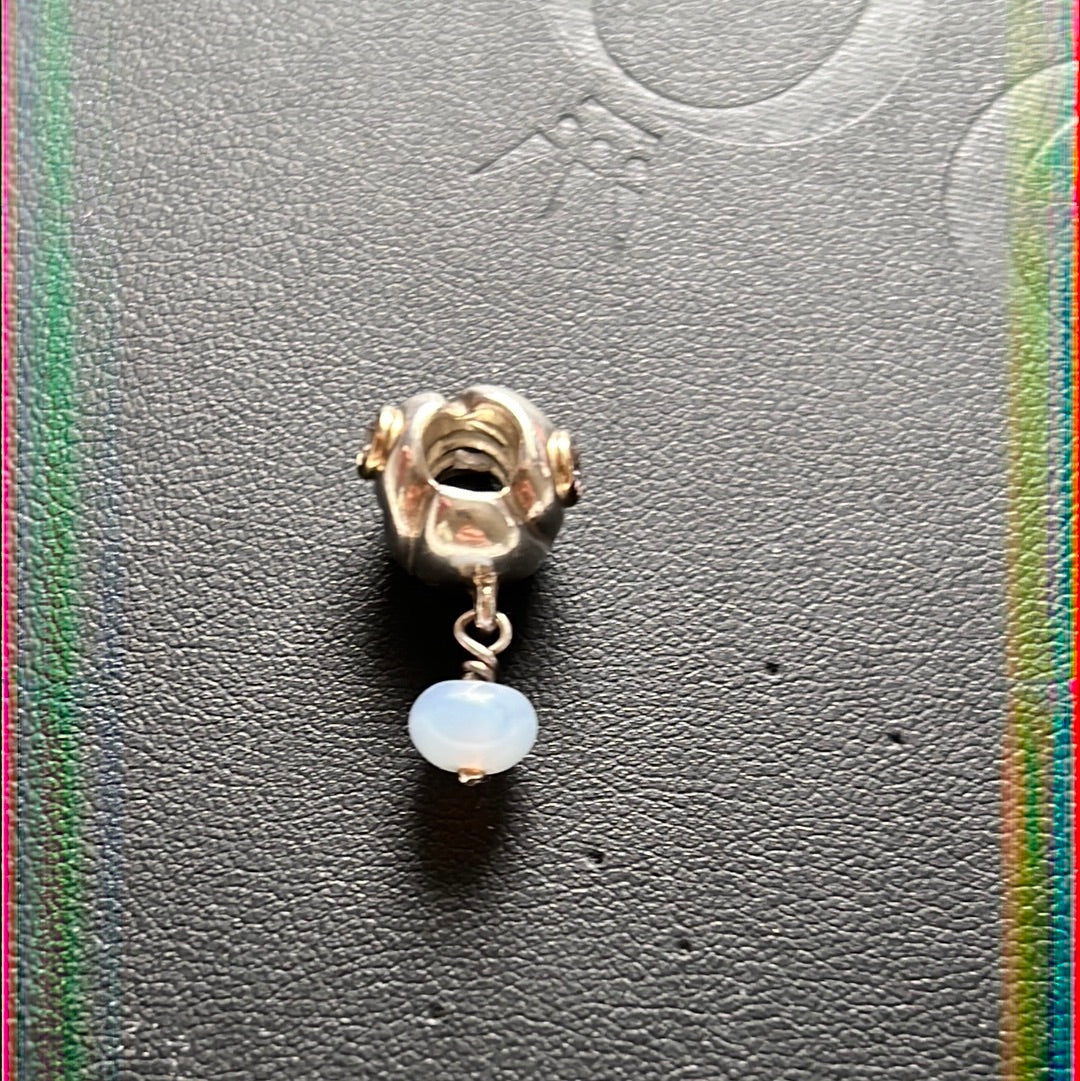 Genuine Pandora Rare and Beautiful Chalcedony Lavender Two Tone Charm