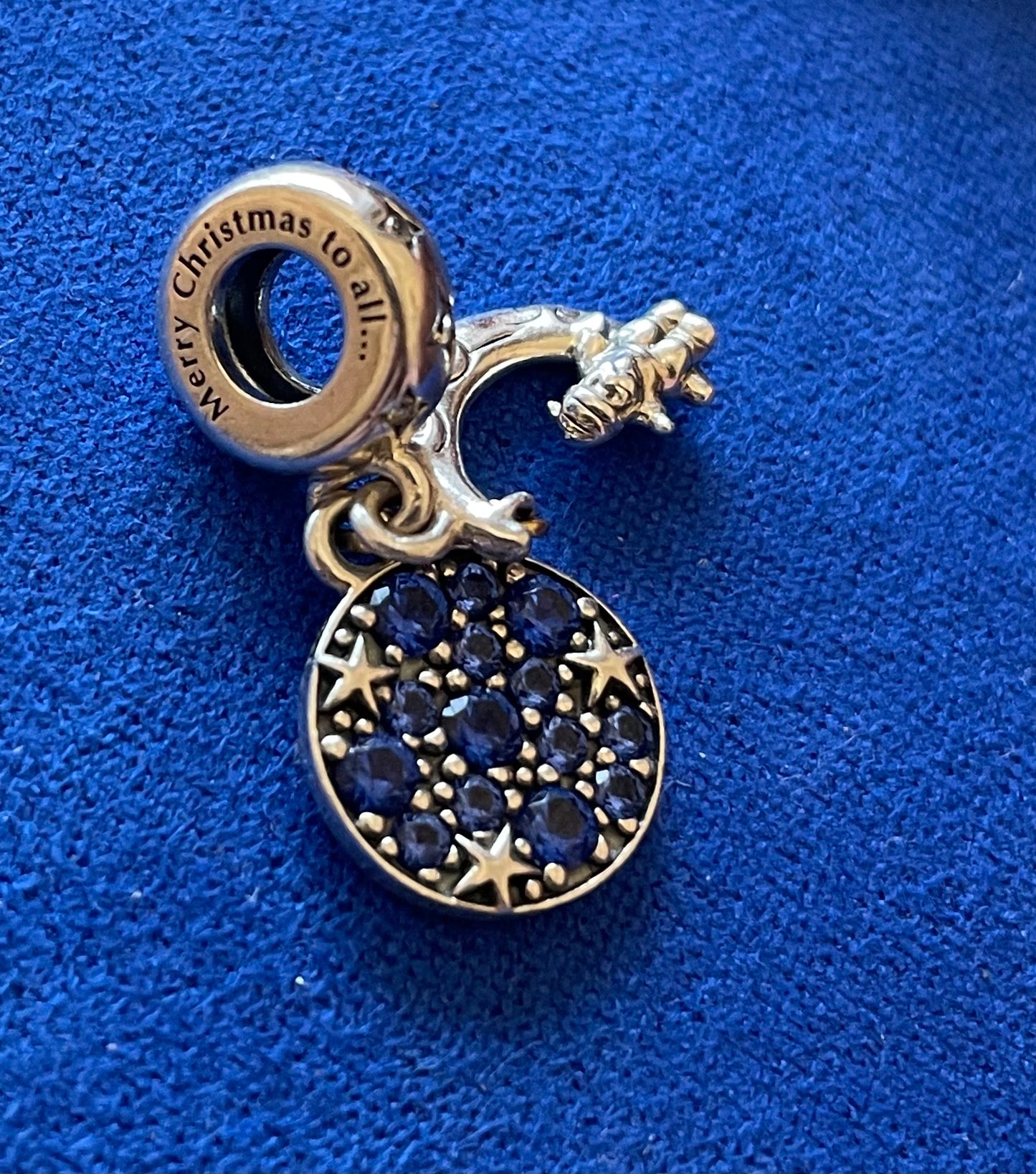 Genuine Pandora Santa Claus On The Moon Double Dangle Charm