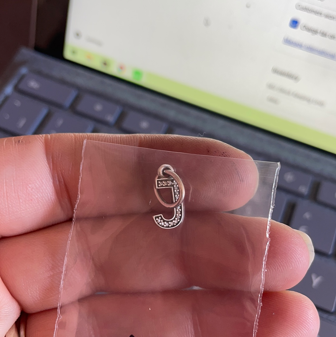 Genuine Pandora Letter J Dangle Pave