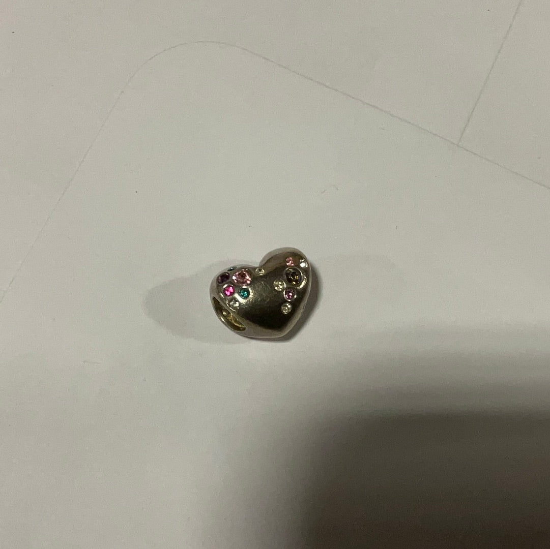 Genuine Chamilia heart charm with multicoloured cz
