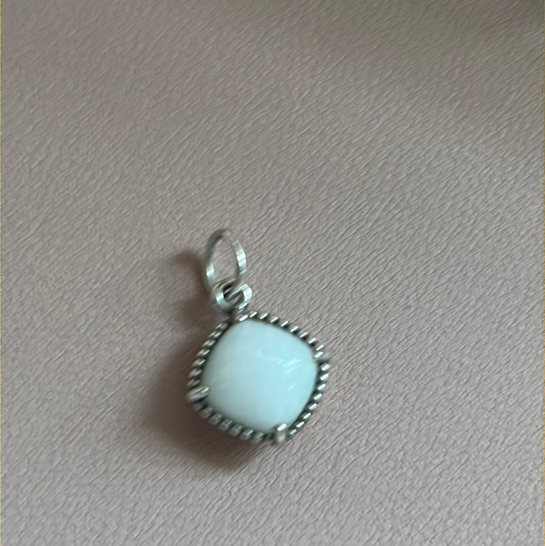 Genuine Pandora White Quartz Gemstone Pendant Dangle Rare Charm
