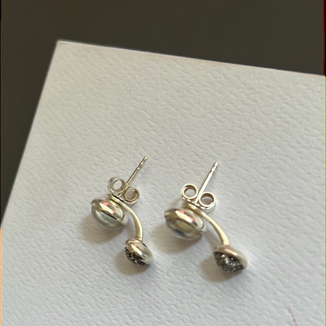 Genuine Pandora Dazzling Poetic Droplet Clear and Dangle Pave Circle Earrings