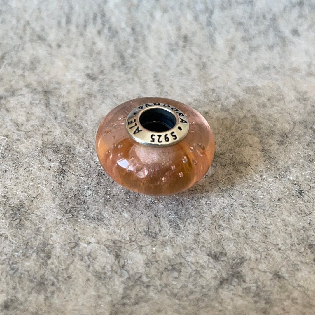 Genuine Pandora Golden Pinky Glass Murano Charm