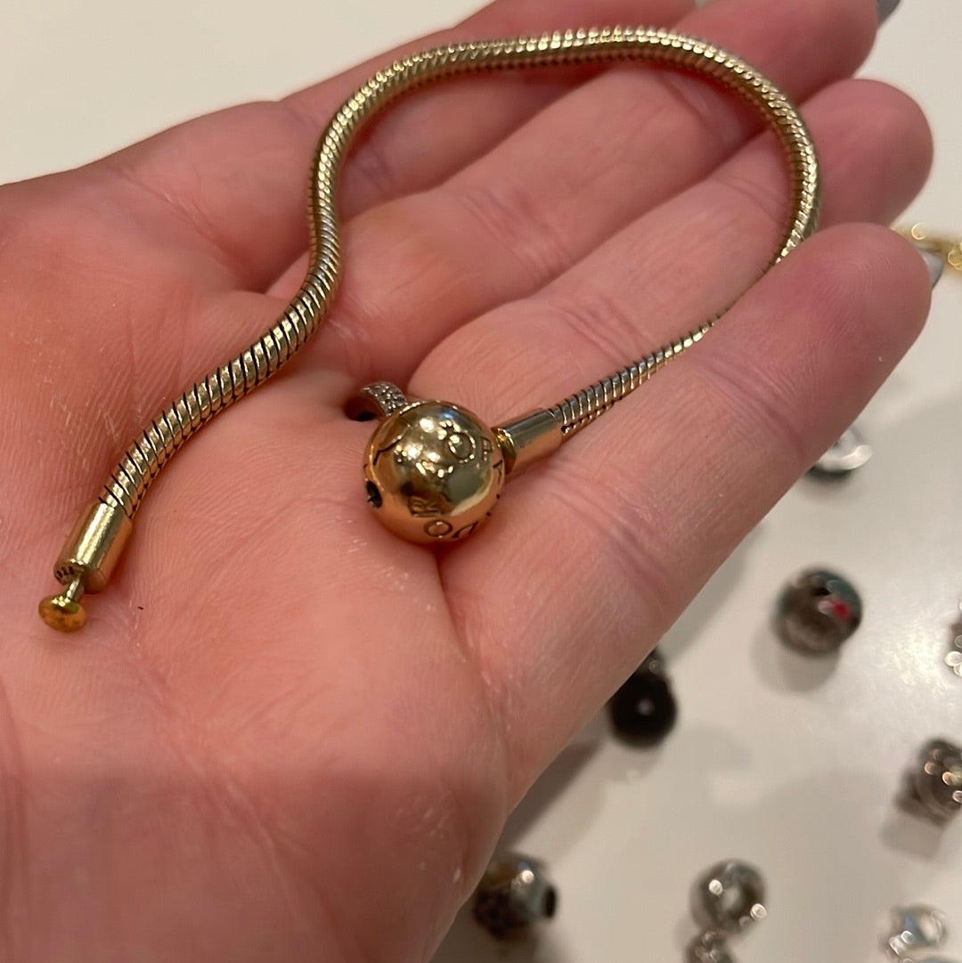 Genuine Pandora Yellow Shine Gold Smooth Snake Chain 19cm New Style