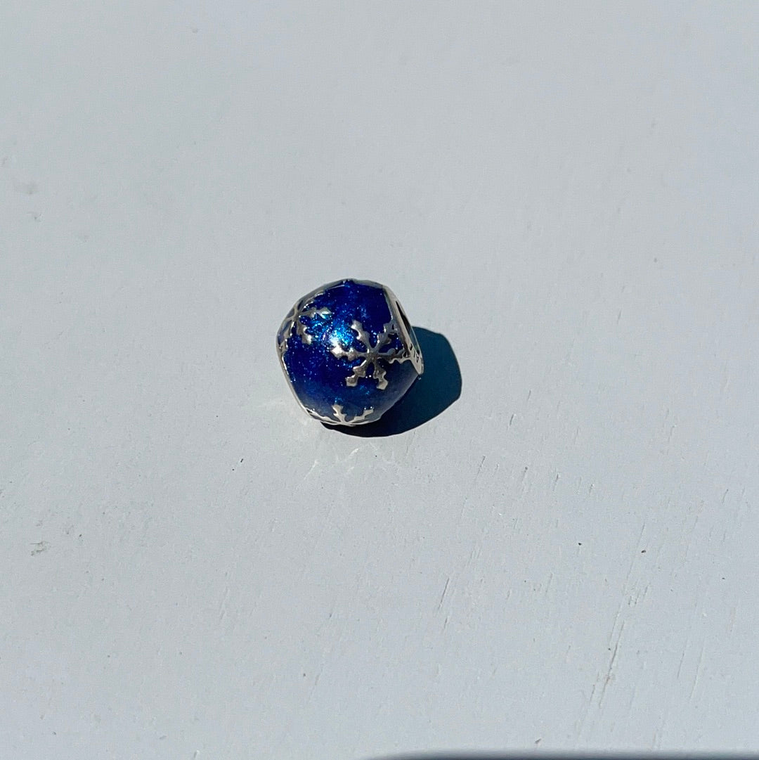Genuine Pandora Blue Enamel Snowflake Charm