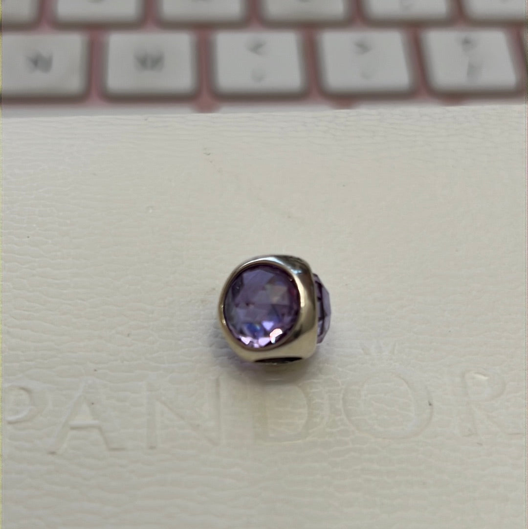 Genuine Pandora Poetic Purple Droplet Stone, Trio Charm