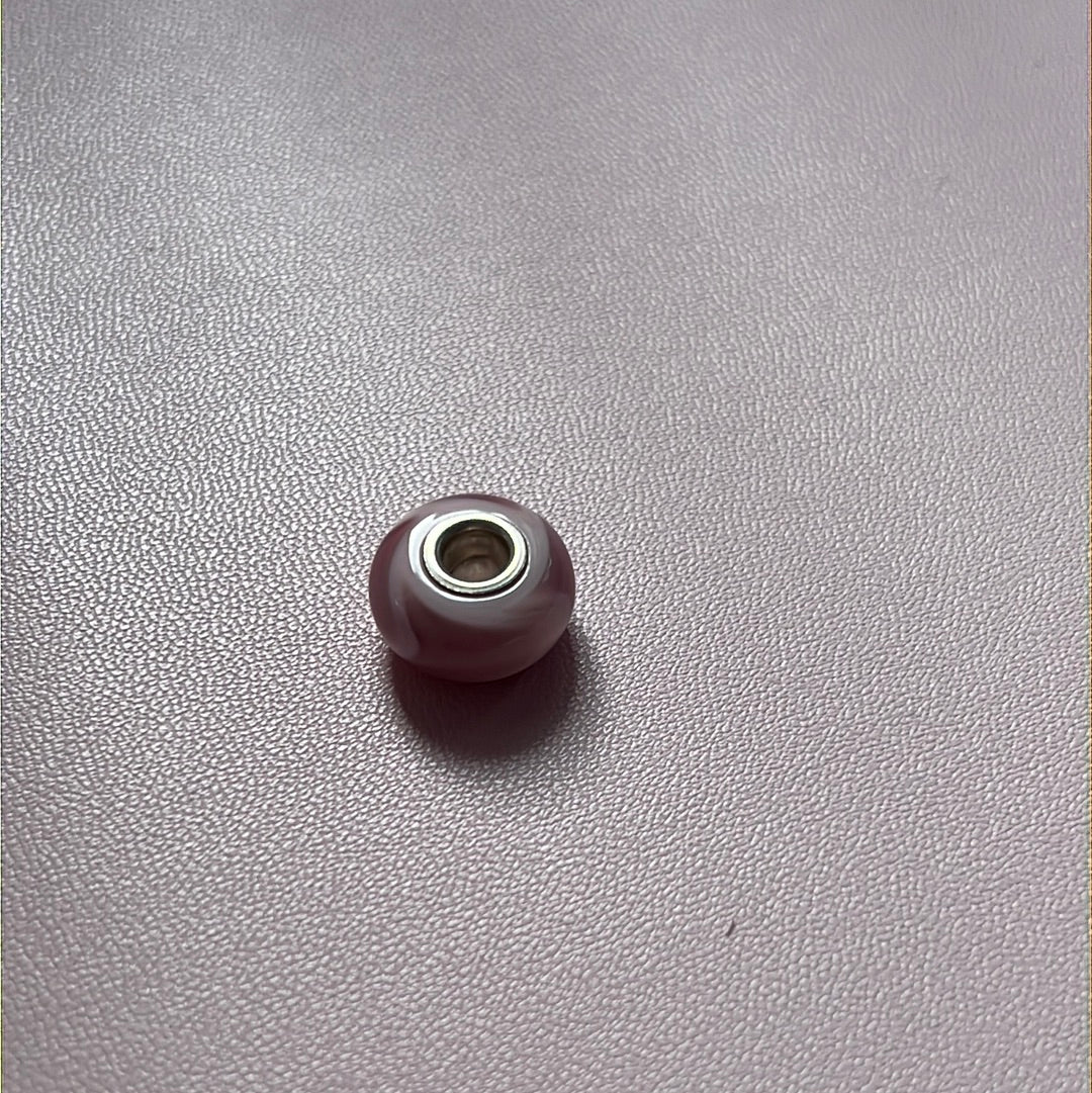 Genuine Chamilia Pale Pink Glass Murano With Light Pink Swirl Charm
