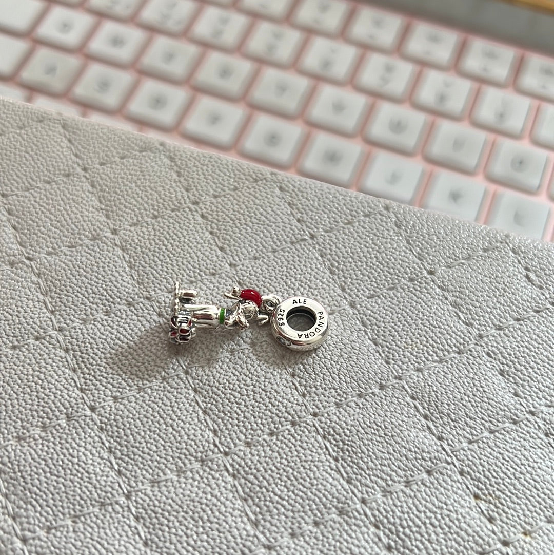 Genuine Pandora Disney Christmas Pluto Enamel Dangle Charm
