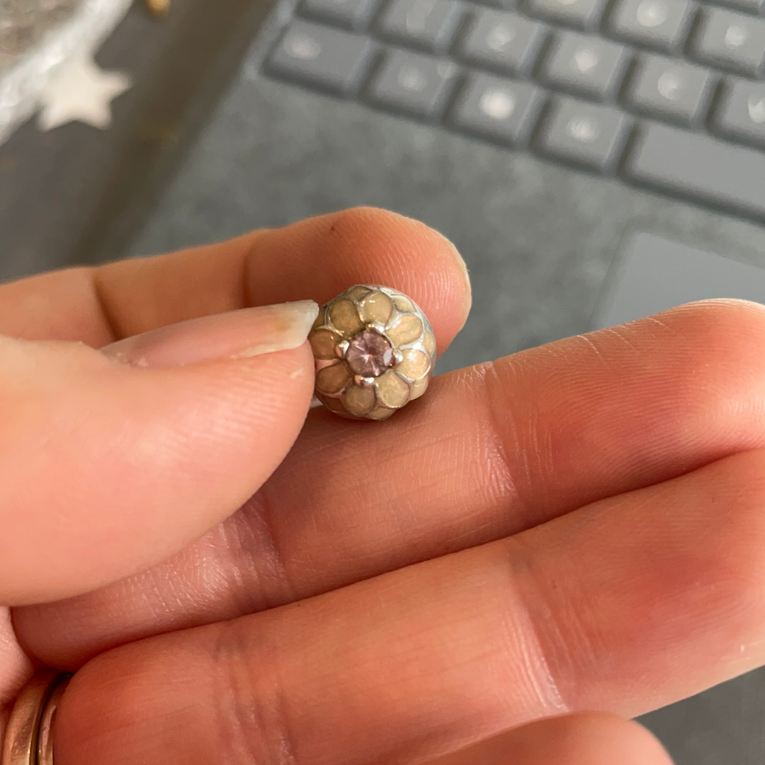 Genuine Pandora Cream Blooming Dahlia Flower Bloom Clip